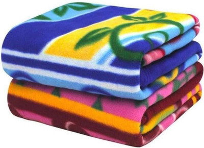 Home Sazawat Printed Single Fleece Blanket for  Heavy Winter(Polyester, Blue)