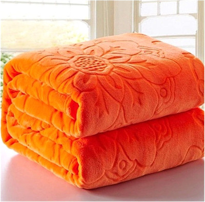SM DECOR Printed Single Mink Blanket for  Heavy Winter(Polyester, Orange)