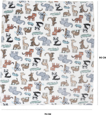 Baby Moo Printed Single AC Blanket for  Mild Winter(Polyester, Black)