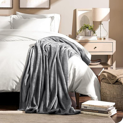 RAJ LAXMI INDUSTRIES Solid Double AC Blanket for  AC Room(Woollen Blend, Grey)