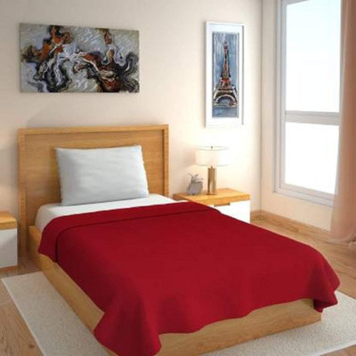n g products Solid Single Fleece Blanket for  Mild Winter(Polyester, Red)