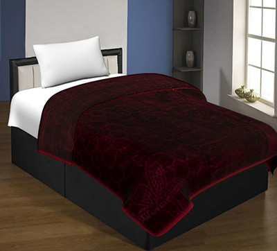 SPANGLE Self Design Single Mink Blanket for  Mild Winter(Microfiber, Wine)