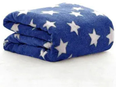 D BABY HOME Printed Single Hooded Baby Blanket for  AC Room(Woollen Blend, Blue)