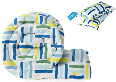 BSB HOME Floral Double AC Blanket for  Heavy Winter(Microfiber, Blue & White & Green & Yellow)