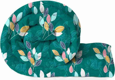NK Handlooms Printed Single Quilt for  Heavy Winter(Poly Cotton, Ramagreen & Multileaf)