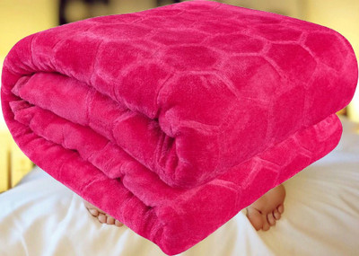KIXTA Self Design Double Mink Blanket for  Heavy Winter(Microfiber, Pink)