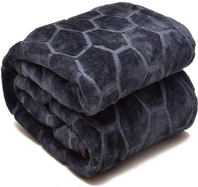 SIMAM Self Design Single Mink Blanket for  Mild Winter(Microfiber, Grey-6)