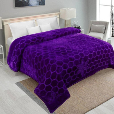 MFI Self Design Single Mink Blanket for  Heavy Winter(Microfiber, Purple)