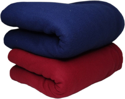 n g products Solid Single Fleece Blanket for  Mild Winter(Polyester, Red, Blue)