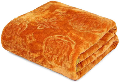 KIXTA Self Design Double Mink Blanket for  Heavy Winter(Microfiber, golden)