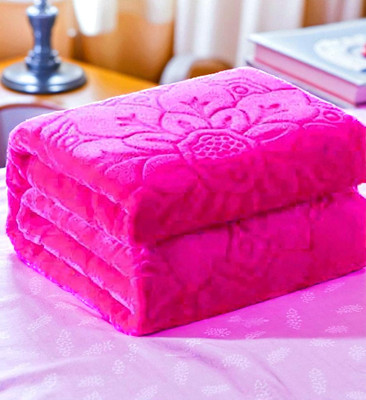 GKM Floral Double Mink Blanket for  Heavy Winter(Microfiber, Pink)