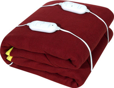 LERV'S Collection Solid Double Electric Blanket for  Heavy Winter(Polyester, Maroon)