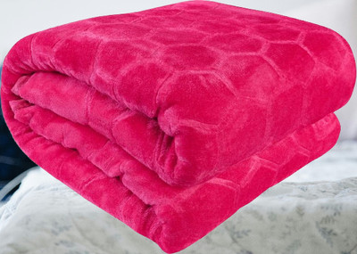 KIXTA Self Design Double Mink Blanket for  Heavy Winter(Microfiber, Pink)