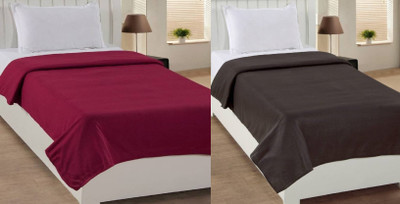 n g products Solid Single Fleece Blanket for  Mild Winter(Polyester, Red, Brown)