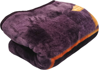 Cozy Floral Double Mink Blanket for  Heavy Winter(Polyester, Purple)