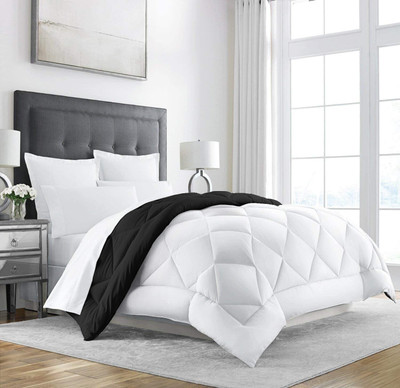 Texlux Geometric Single Comforter for  Heavy Winter(Polyester, Black : White)