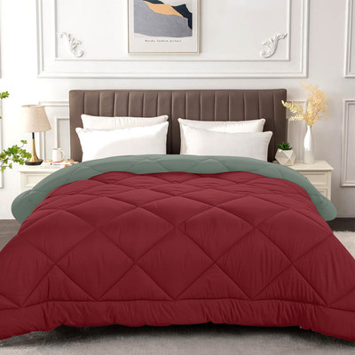 MISTIVA Solid Double Comforter for  AC Room(Microfiber, GREY&MAROON)