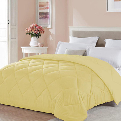Linenovation Solid Single Comforter for  Mild Winter(Poly Cotton, Beige)
