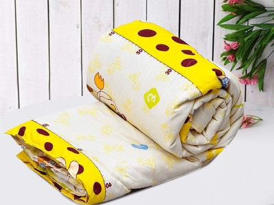 RUSTIC LINEN Printed Single Comforter for  Mild Winter(Microfiber, Yellow, Brown)