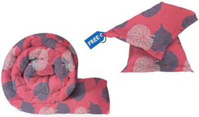 BSB HOME Printed Single AC Blanket for  Heavy Winter(Microfiber, Pink & White & Grey)
