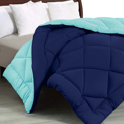 JAIPUR FABRIC Solid Double Comforter for  Heavy Winter(Microfiber, Navy Blue- Aqua Green)