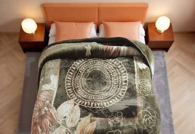 HOMIEE Floral Double Mink Blanket for  Heavy Winter(Polyester, Green)