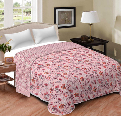 Anadhika Printed Single Dohar for  AC Room(Cotton, Peach)