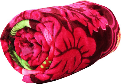 Comfowell Printed Double Mink Blanket for  Heavy Winter(Microfiber, pink flower printed)