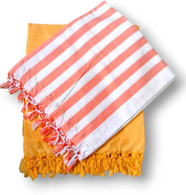 Kumar Gems Striped, Solid Double Comforter for  AC Room(Silk, Yellow, Red)