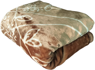 HOMIEE Floral Single Mink Blanket for  Heavy Winter(Polyester, brw shade)
