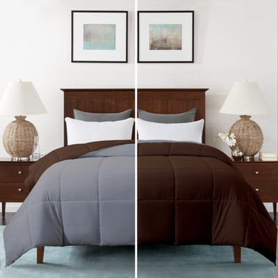rakhi home décor Solid Single Comforter for  Mild Winter(Microfiber, Brown & Grey)