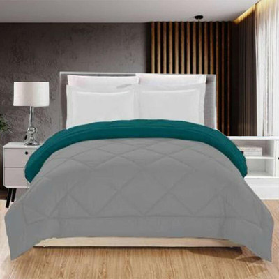 RAASO Solid Double Comforter for  Mild Winter(Polyester, Teal Ash & Grey)