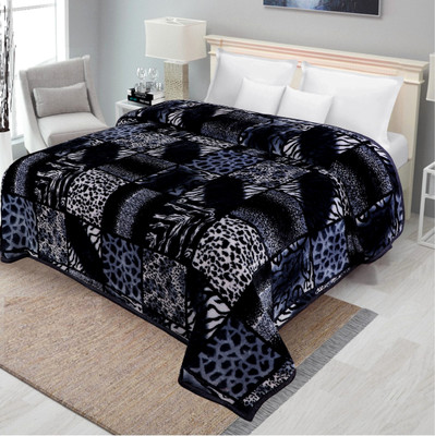 GKM Floral Double Mink Blanket for  Heavy Winter(Microfiber, Multicolor)