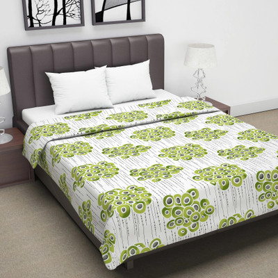 Divine Casa Abstract Double Dohar for  AC Room(Cotton, Grey & Green)