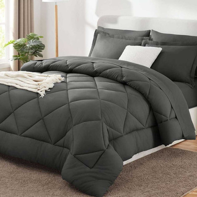 Sai Store Self Design Single Quilt for  Heavy Winter(Poly Cotton, Grey)