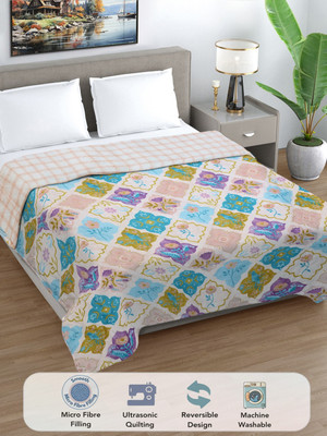 Fabinaliv Geometric Double Comforter for  AC Room(Poly Cotton, Light Beige)