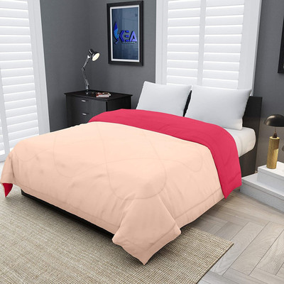 comofowell Solid Single Comforter for  Heavy Winter(Poly Cotton, peach & pink)
