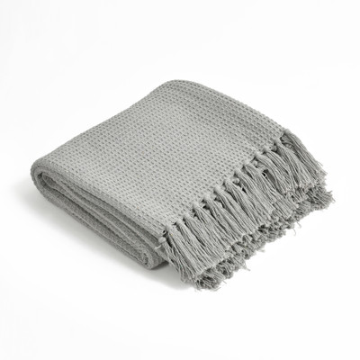 SASHAA WORLD Checkered Single Throw for  AC Room(Cotton, Grey)