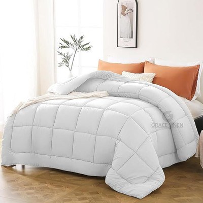 DORISTYLE Solid Single Comforter for  Heavy Winter(Poly Cotton, White)