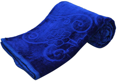 GKM Self Design Double Mink Blanket for  Heavy Winter(Microfiber, Blue)