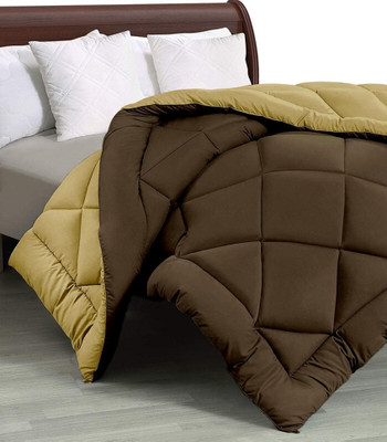 Comfowell Solid Double Comforter for  Heavy Winter(Poly Cotton, Brown & Beige)