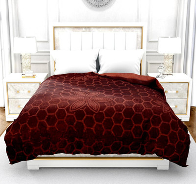 Shivam impex Self Design Double Woollen Blanket for  Heavy Winter(Microfiber, Brown)