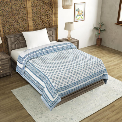 Blocks Of India Printed Single Dohar for  AC Room(Cotton, Blue)