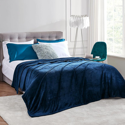 OPULENCE LOOM Solid Double AC Blanket for  AC Room(Microfiber, Blue)