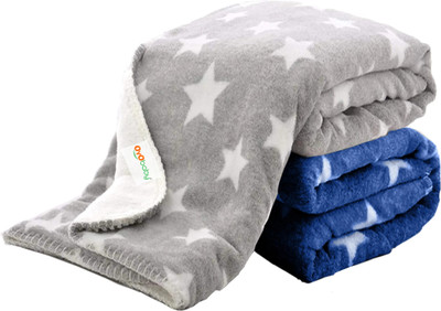 Oyo Baby Printed Single Fleece Blanket for  AC Room(Cotton, Dark Blue, Grey)