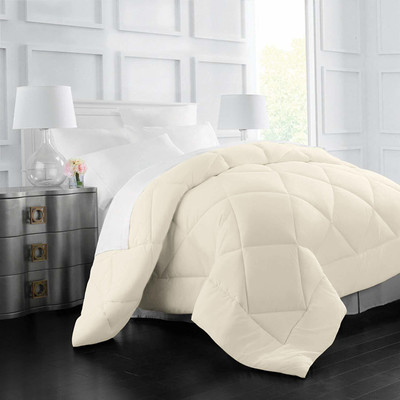 Linenovation Solid Double Comforter for  Heavy Winter(Polyester, Beige)
