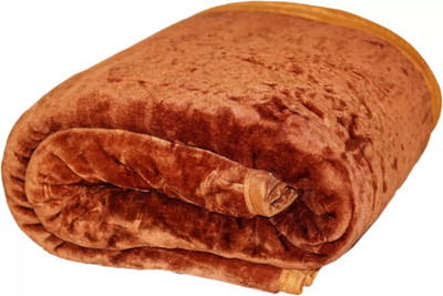 TAYCORELIVING Solid Single Mink Blanket for  AC Room(Microfiber, Brown)