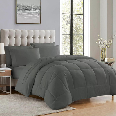 CRAZY WORLD Solid Single Comforter for  Mild Winter(Microfiber, Grey)