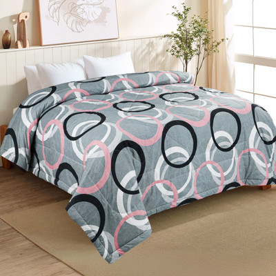 Floating Dreams Printed Single Comforter for  Heavy Winter(Microfiber, Grey Black)