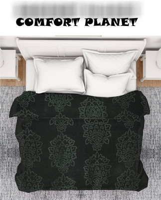 COMFORT PLANET Floral Double Mink Blanket for  Mild Winter(Woollen Blend, Grey)